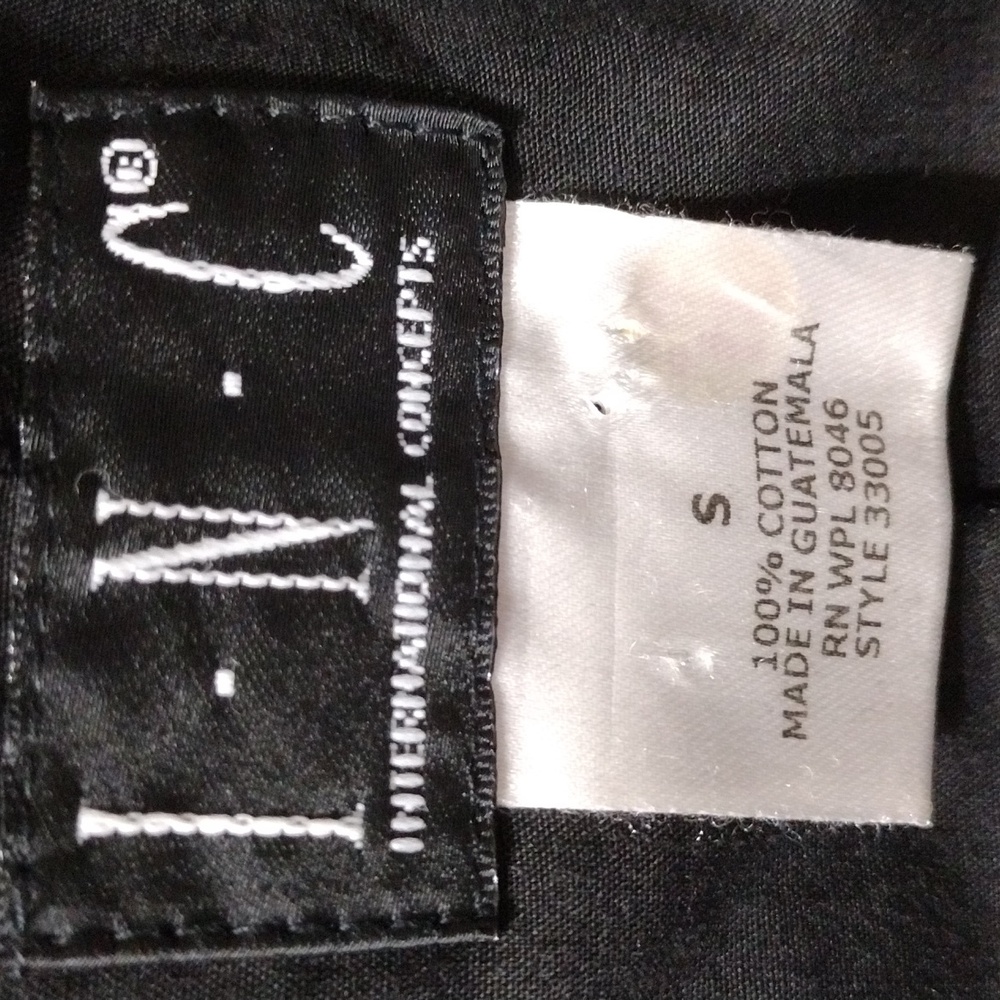 INC Black Cotton Trench Coat Small Lightweight Button Front Spring Fall Jacket - Picture 15 of 16